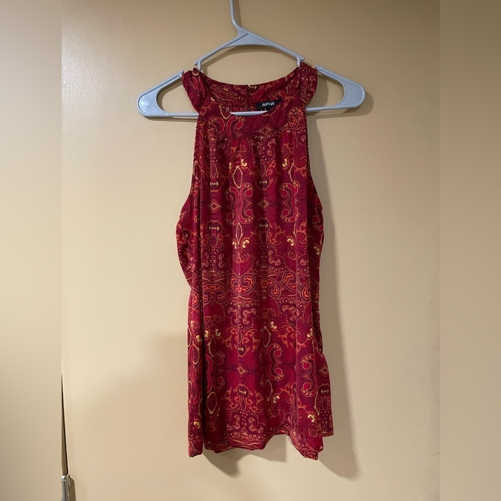 Apt. 9 Women's Burgundy and Gold Paisley Tank Top
